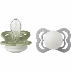 BIBS® Nachtschnuller Supreme Sage Und Cloud Silikon 0-6 Monate, 2 Stk.