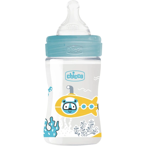Chicco Babyflasche Well-Being, 150ml, Normaler Durchfluss, Blau, 0M+ 1 Chicco Babyflasche Well-Being, 150ml, Normaler Durchfluss, Blau, 0M+