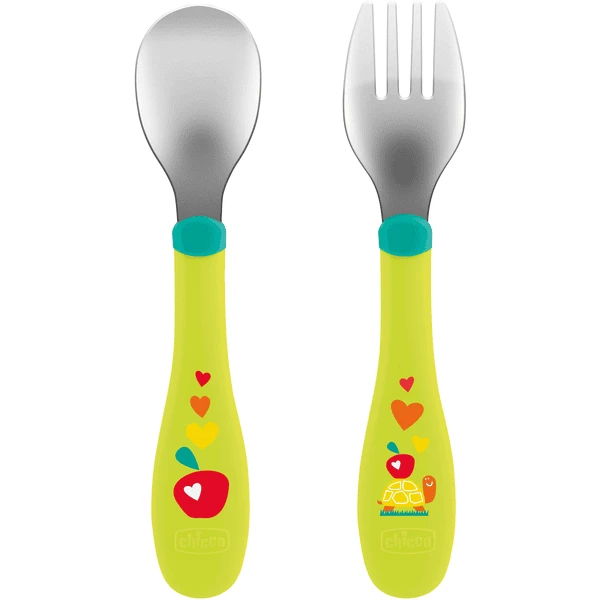Chicco Erstes Edelstahlbesteck-Set Grün 18M+ 1 Chicco Erstes Edelstahlbesteck-Set Grün 18M+