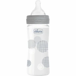 Chicco Well-Being Glas 240ml, Normaler Durchfluss, Neutral, 0M+