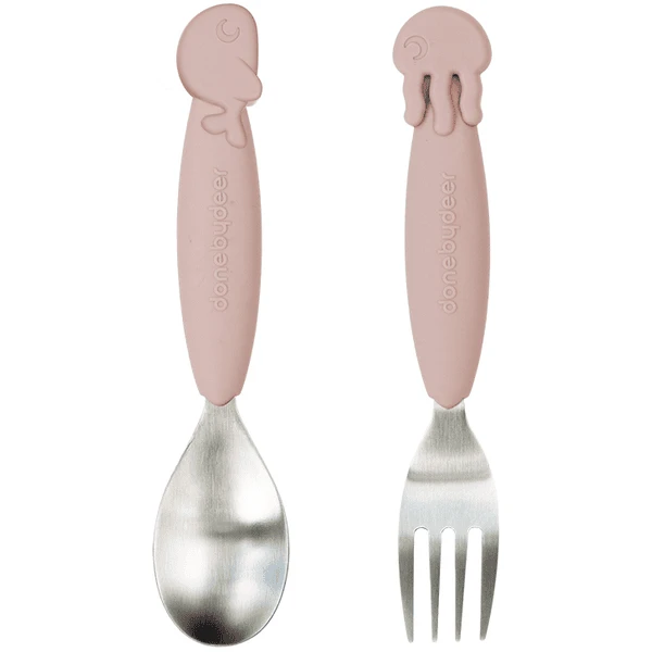 Done By Deer™ Löffel- & Gabelset YummyPlus Sea Friends In Rosa 1 Done By Deer™ Löffel- & Gabelset YummyPlus Sea Friends In Rosa