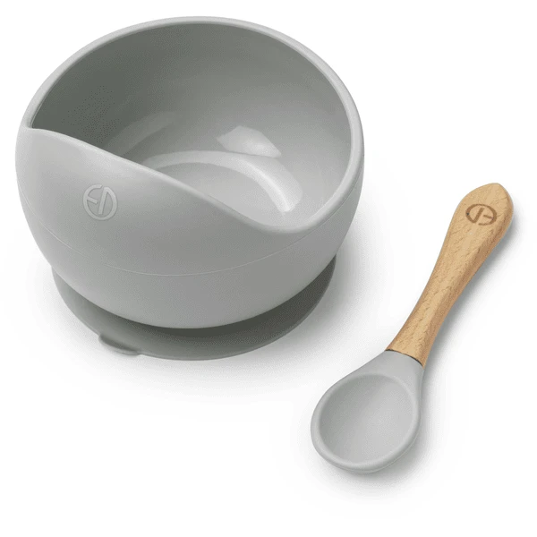 Elodie Silikonschüssel Mit Löffel, Mineral Green 1 Elodie Silikonschüssel Mit Löffel, Mineral Green