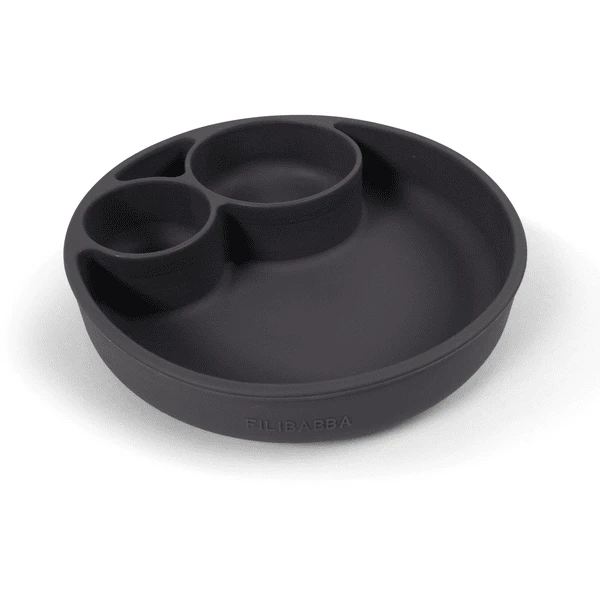 Filibabba Geteilter Silikon Teller - Stone Grey 1 Filibabba Geteilter Silikon Teller - Stone Grey