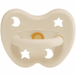 HEVEA Schnuller - Naturkautschuk Milky White, Kiefergerecht, Stern & Mond (ab 3 Mon.)