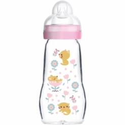 MAM Glasflasche Feel Good 260 Ml 0+ Monate, Katze/Maus