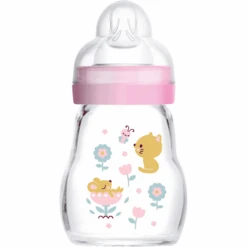 MAM Glasflasche Feel Good Blau 170 Ml 0+ Monate, Katze/Maus