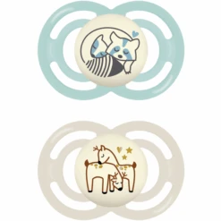 MAM Schnuller Perfect Night Silikon 6-16 Monate Waschbär/Rehe Grün/beige, 2 Stück