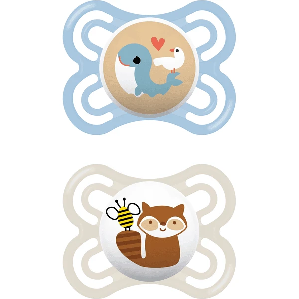 MAM Schnuller Perfect Silikon, 0-6 Monate, 2 Stk., Wal/Waschbär 1 MAM Schnuller Perfect Silikon, 0-6 Monate, 2 Stk., Wal/Waschbär