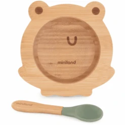 Miniland Geschirrset Aus Schale Und Holzlöffel Wooden Bowl Frog