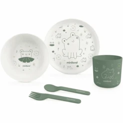 Miniland Geschirrset Naturmeal Frog, Grün