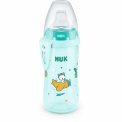 NUK Babyflasche Active Cup, Blau, Motiv Bär/Flugzeug 300ml