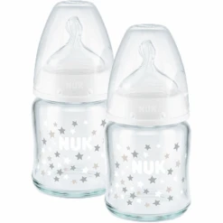NUK Glasflasche First Choice⁺ Ab Der Geburt 120 Ml, Temperature Control Im Doppelpack Weiß