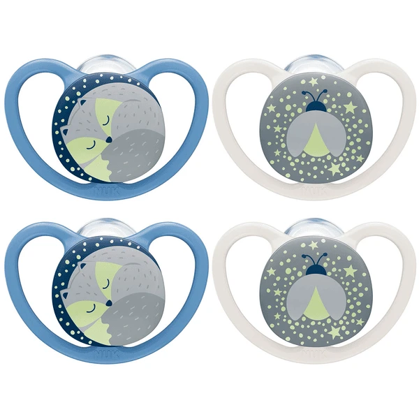 NUK Nachtschnuller Space Gr. 2, 6 - 18 Monate Silikon Fuchs/ Glühwürmchen, 4 Stück 1 NUK Nachtschnuller Space Gr. 2, 6 - 18 Monate Silikon Fuchs/ Glühwürmchen, 4 Stück