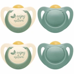 NUK Schnuller For Nature Latex 0-6 Monate, Grün Im 4er-Set