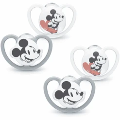 NUK Schnuller Space Disney "Mickey" 0-6 Monate, 4 Stk. In Grau/weiß