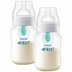 Philips Avent Flasche Anti-Kolik SCF813/14 Inkl. AirFree Ventil, 260ml, 2 Stück, Transparent