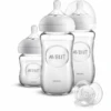 Philips Avent Natural Flaschen-Set Glas Für Neugeborene SCD303/01, 3 Flaschen & Schnuller