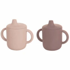 The Cotton Cloud Trinklerntassen Set Aus Silikon, Lili Der Bär, Plum/Blush